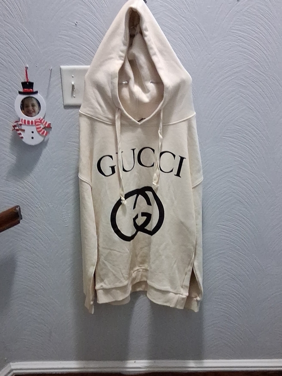 Gucci Other - Gucci Cream Hoodie Sweater with Black Logo XL
